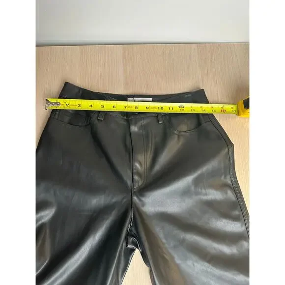 Mango Black Straight Leather Pants - Size 4 - NEW